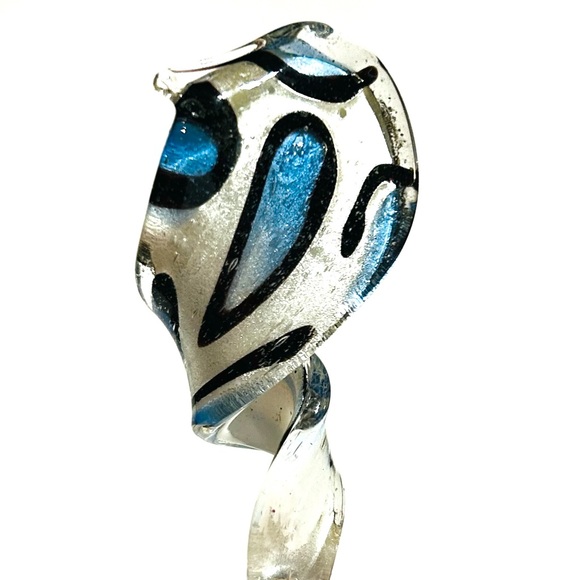 Murano Style Glass Wine Bottle Stopper Cork Blue White Black Animal Print Shiny - Picture 4 of 14